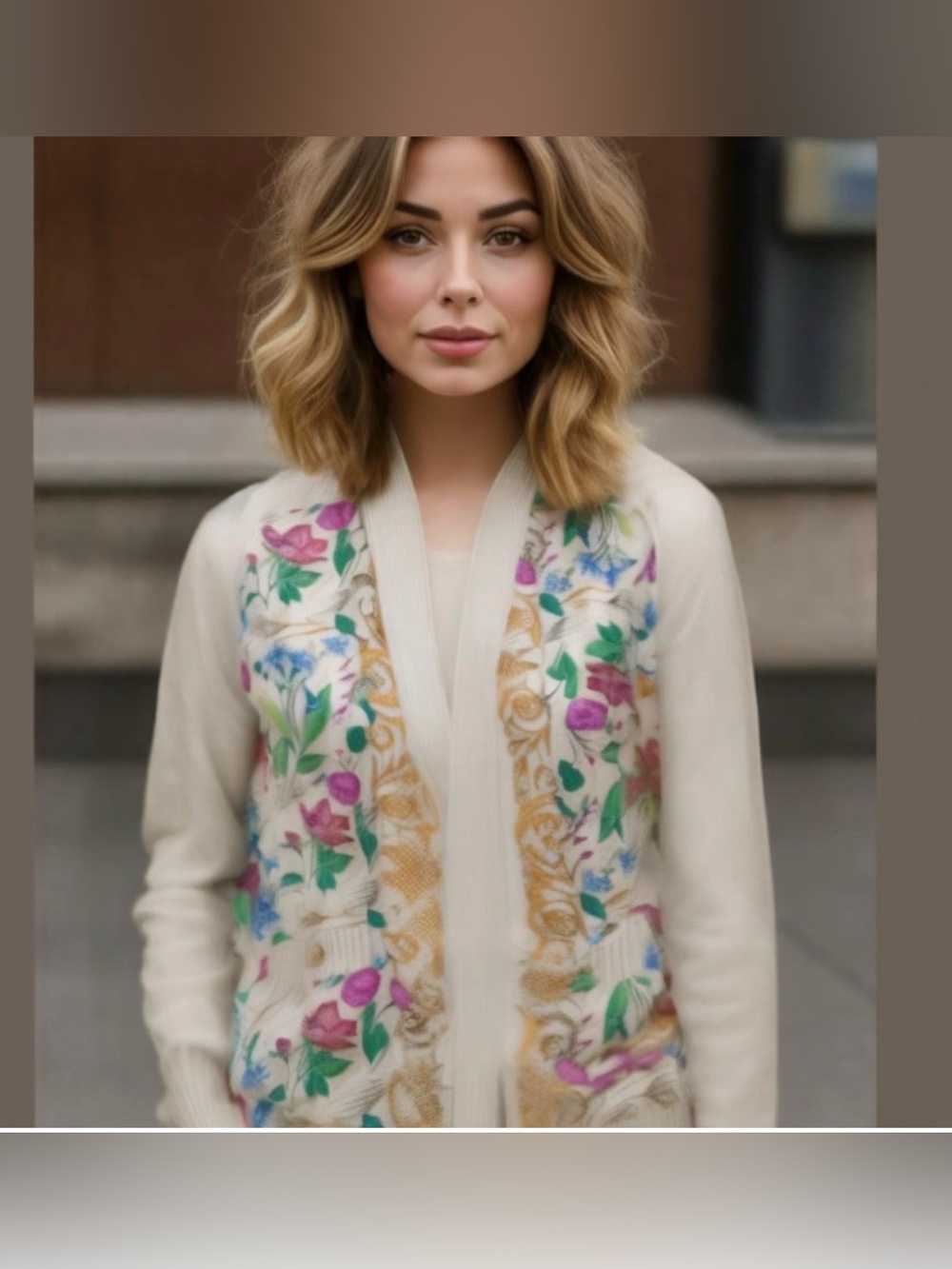 Diane Freis Vintage Silk Open Front Cardigan